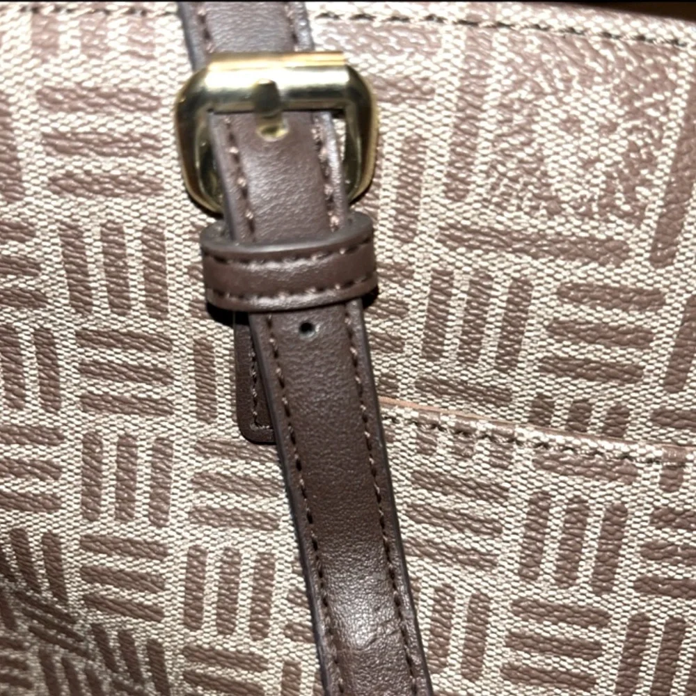 Anne Klein Lion Logo Satchel Shoulder/Handle Khaki/Brown Handbag Purse W/Wallet